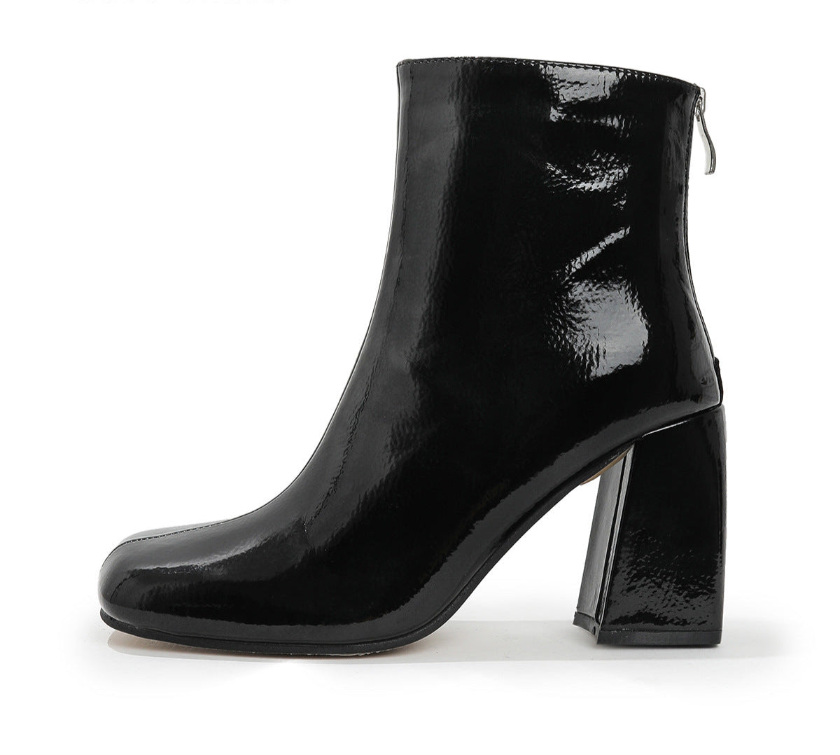 Women's PU Leather Square Toe Chunky Heel Ankle Boots
