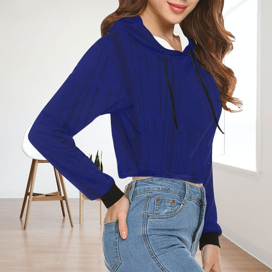 Women's Stripe Ombre Print Cropped Hoodie Sweater