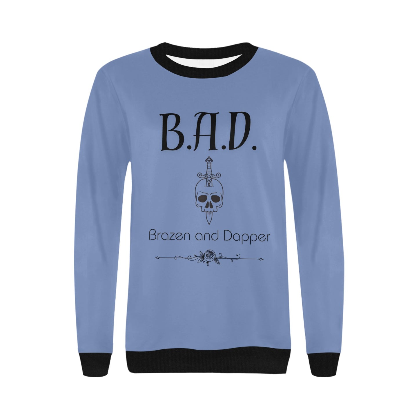 Women's B.A.D Brazen And Dapper Print Ribbed Hem Cuff Sweater