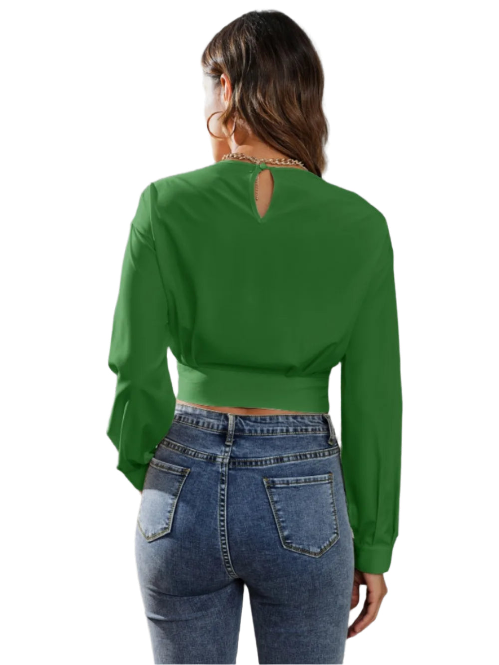 Women's Round Neck Long Sleeve Crop Top