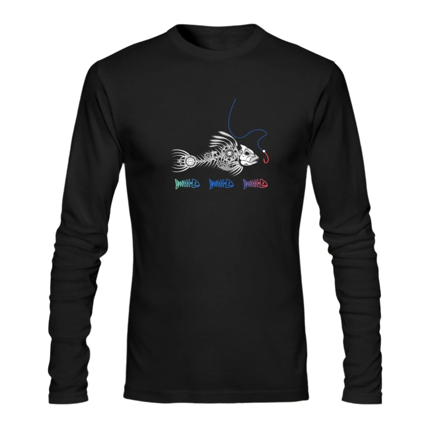 Men's Fishing Print Long Sleeve Cotton T-shirt