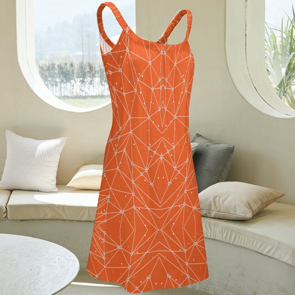 Women's Geometric Print Sleeveless Cami Scoop Neck Loose Dress