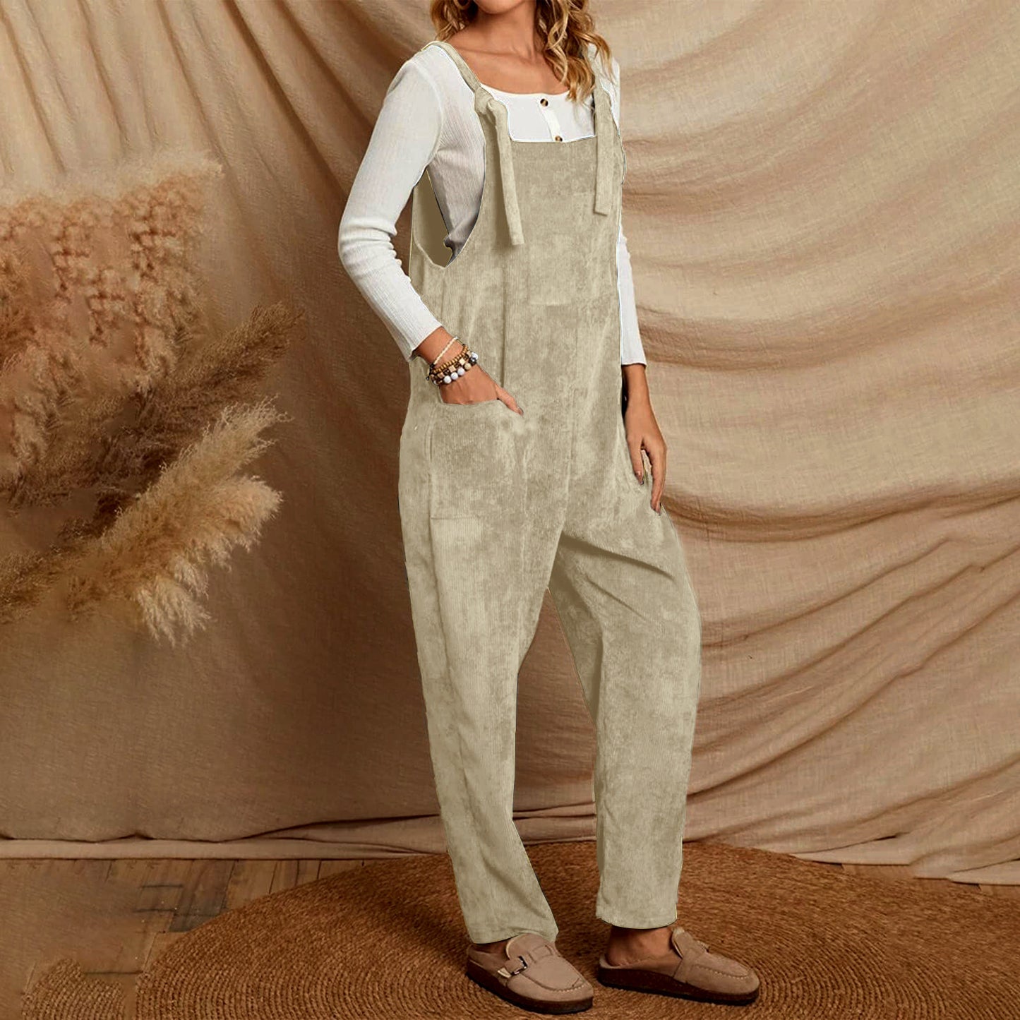 Women's Corduroy Multi Pocket Jumpsuit Dungarees