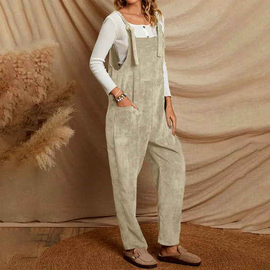 Women's Corduroy Multi Pocket Jumpsuit Dungarees