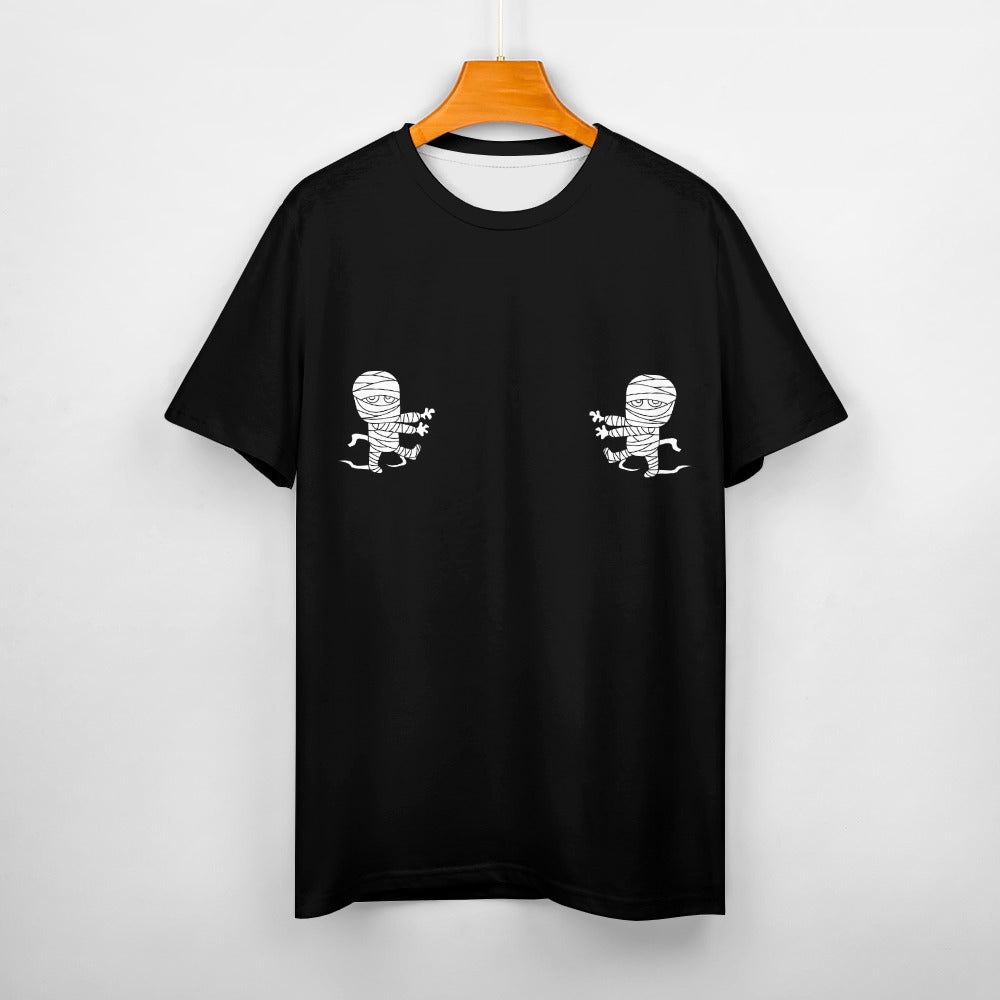 Women's Mummy Print Halloween Cotton Short Sleeve T-Shirt