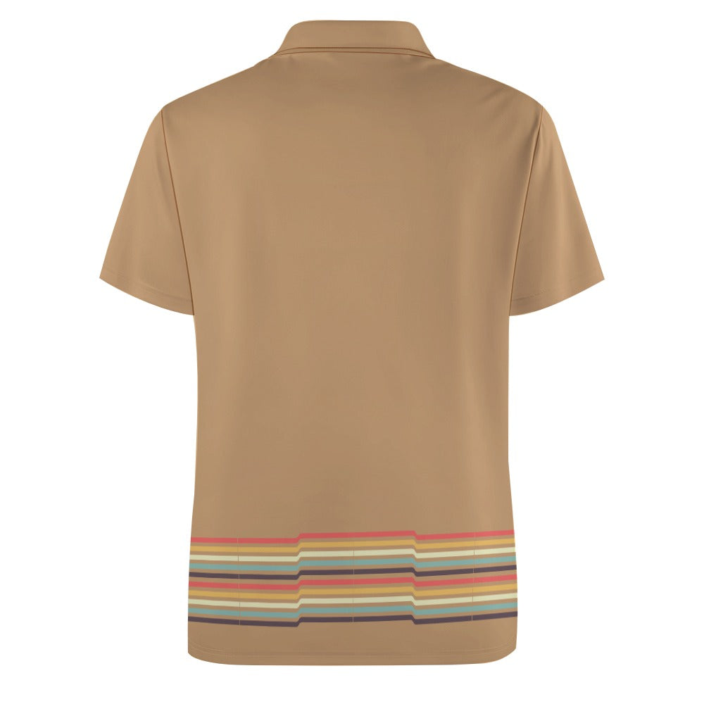 Men's Plus Size Retro Stripe Print Polo Shirt T-shirt