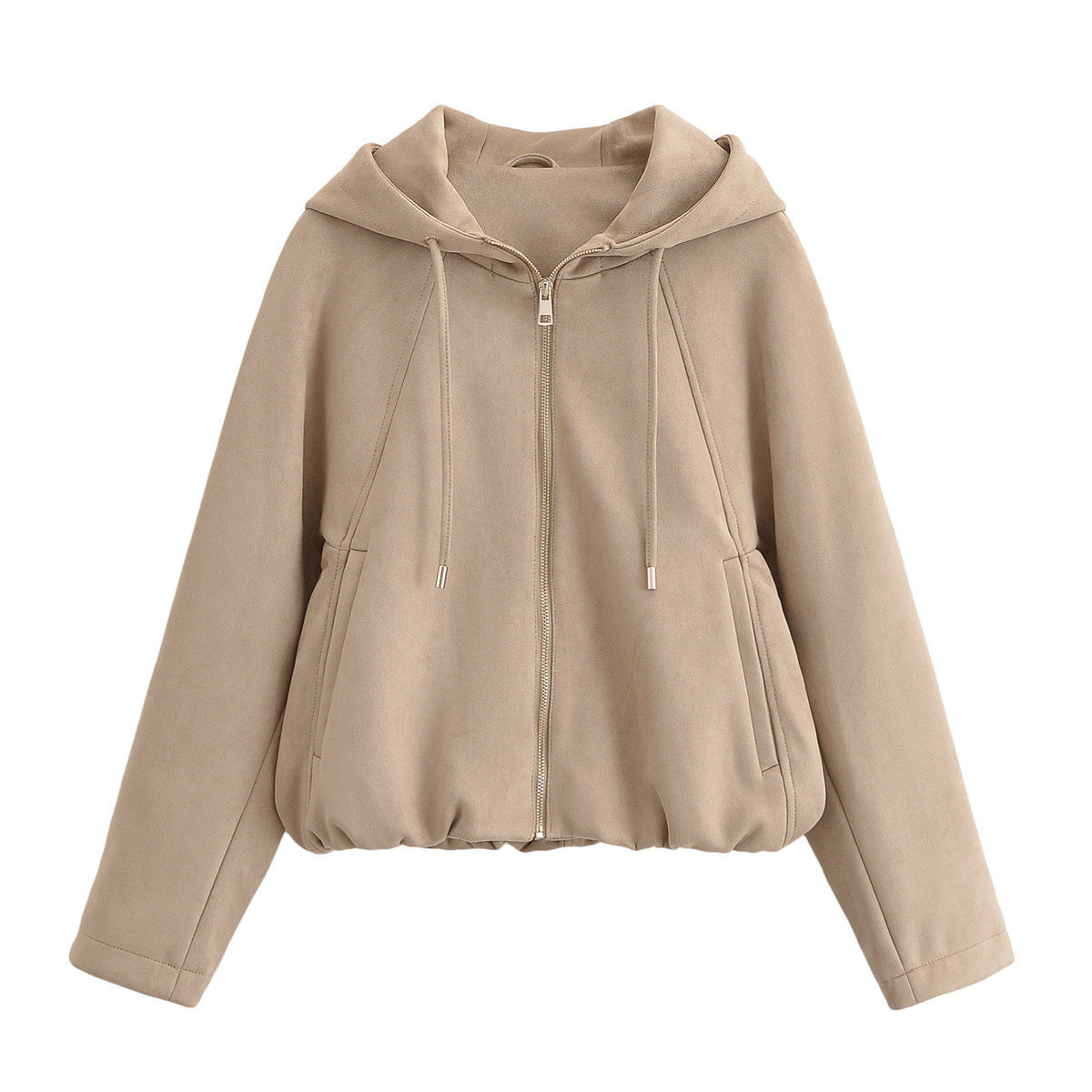 Women's Faux Suede Hooded Jacket