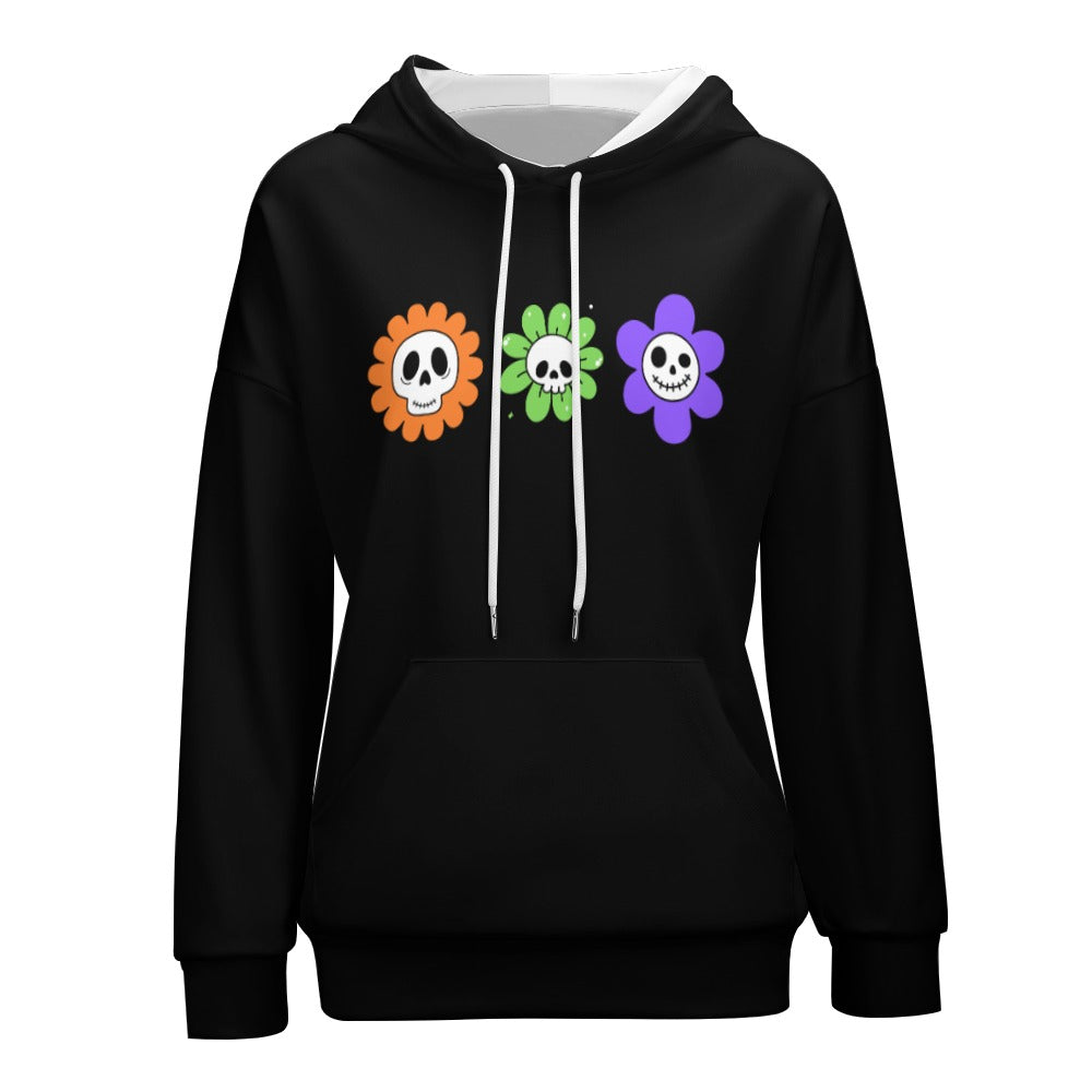 Women's Skeleton Halloween Dropped Shoulder Hoodie