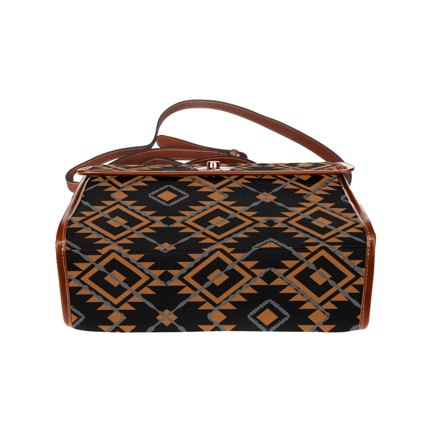 Women's Brown Aztec Print Canvas Handbag With Shoulder Strap