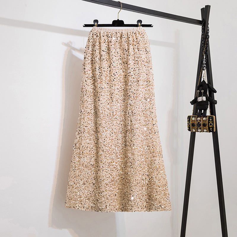Women's Plus Size Glitter Sequin A-Line Skirt