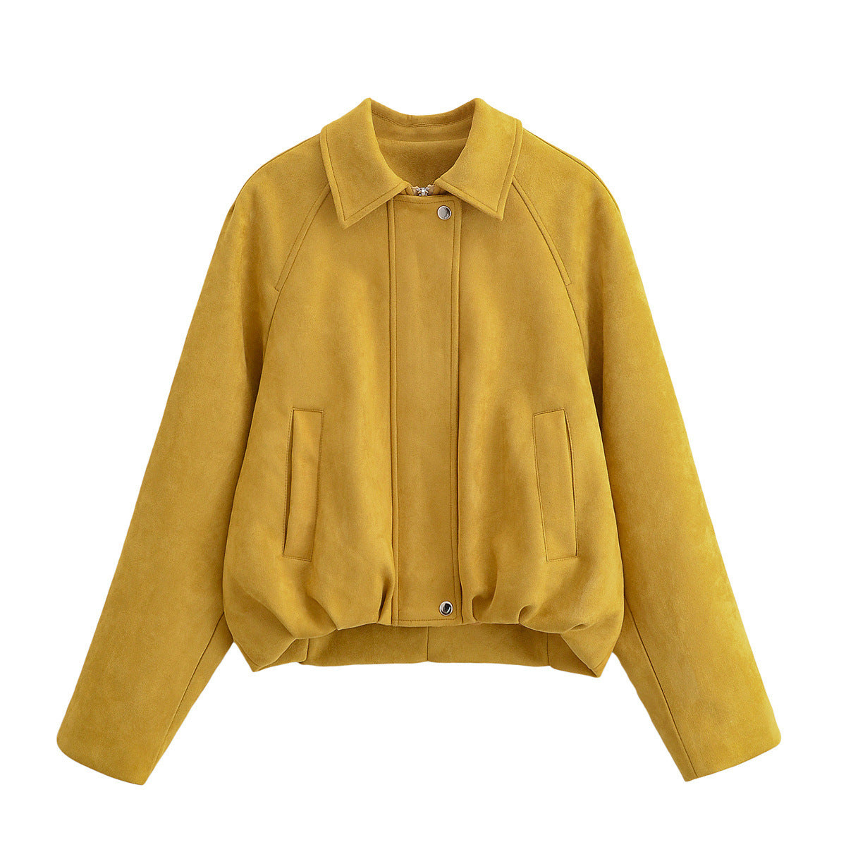 Women's Yellow Faux Suede Casual Jacket