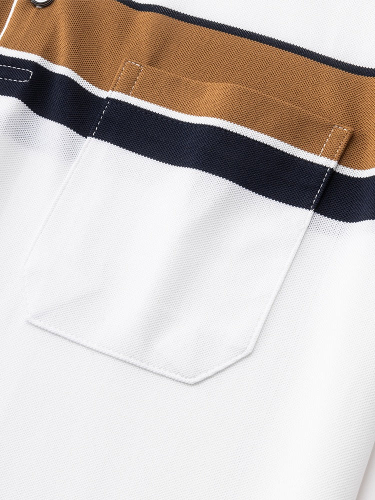 Men's Retro Stripe Colour Block Cotton Polo Shirt