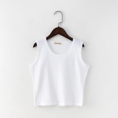 Women's Basic Solid Colour Cotton Tanks Camisole Fitness T-Shirt Crop Top