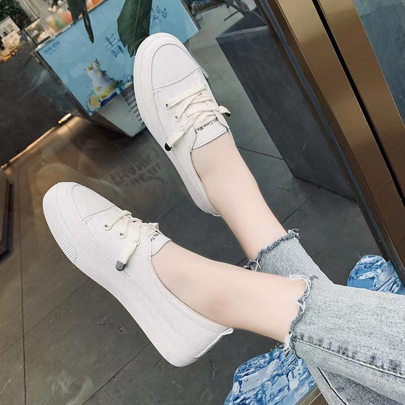 Women's Faux Leather White Trainers Lace Up Shoes Casual Footwear