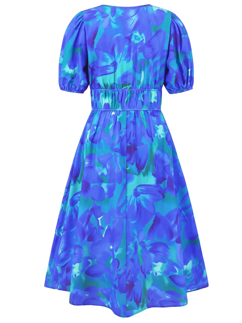 Women's Ruched Floral Print Flare Midi Dress