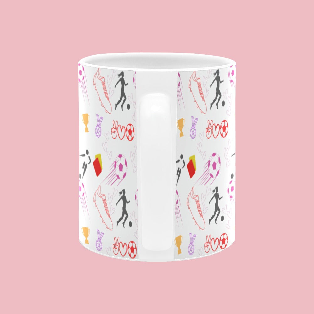 TABOO TIDE Women's Football Ceramic Classic Mug 11oz Sports Design All-over Print White