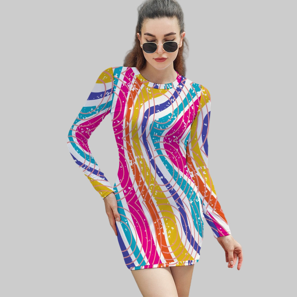 Women's Abstract All Over Print Short Mini Bodycon Dress