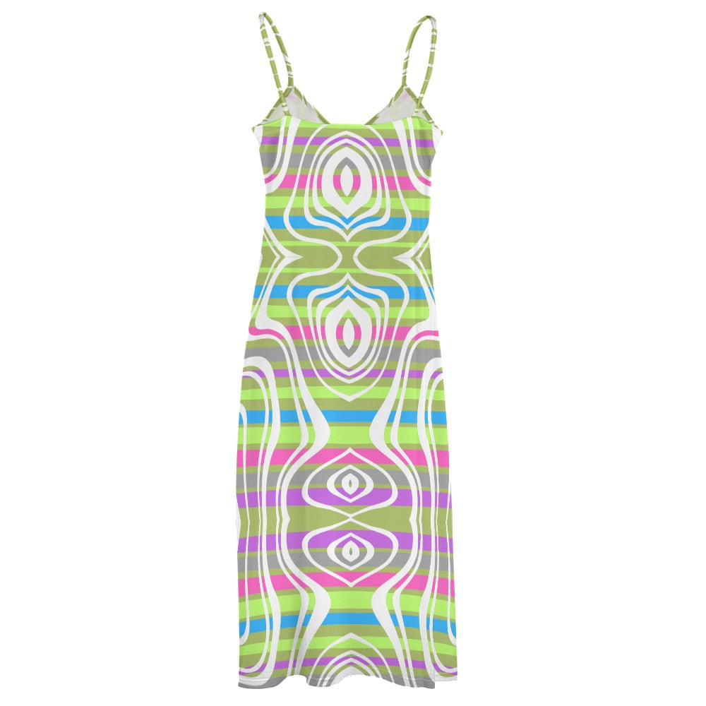 Women's Retro Hippie Print Spaghetti Strap Maxi Dress