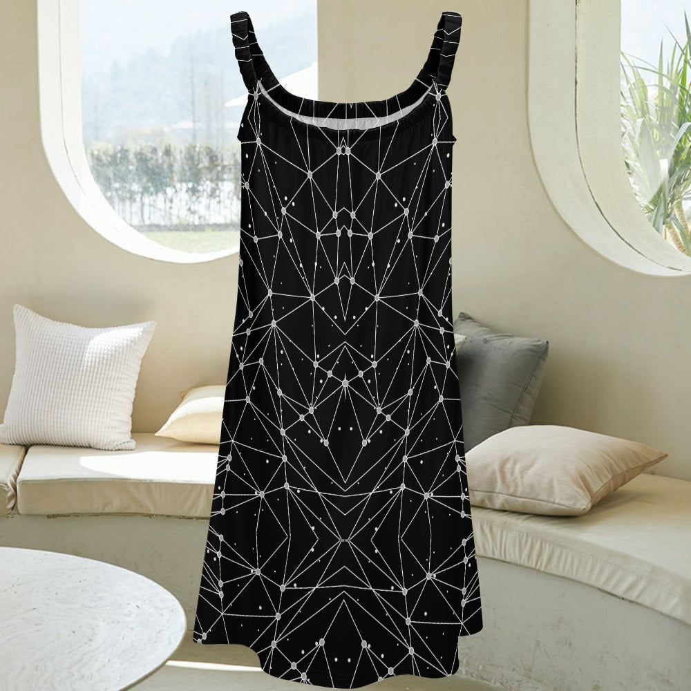 Women's Geometric Print Sleeveless Cami Scoop Neck Loose Dress