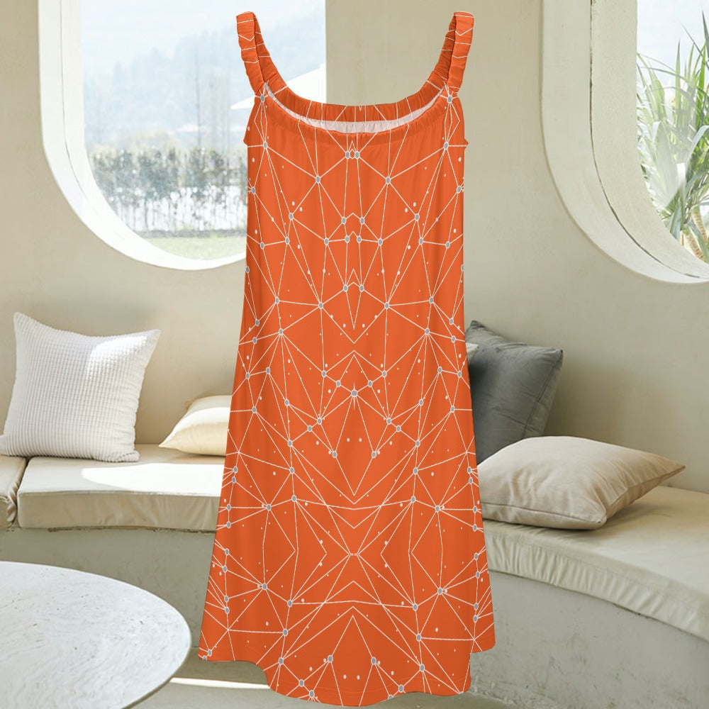 Women's Geometric Print Sleeveless Cami Scoop Neck Loose Dress