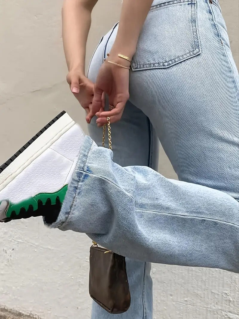 Women's Denim Jeans High Waisted Slim Fit Straight Leg Pants