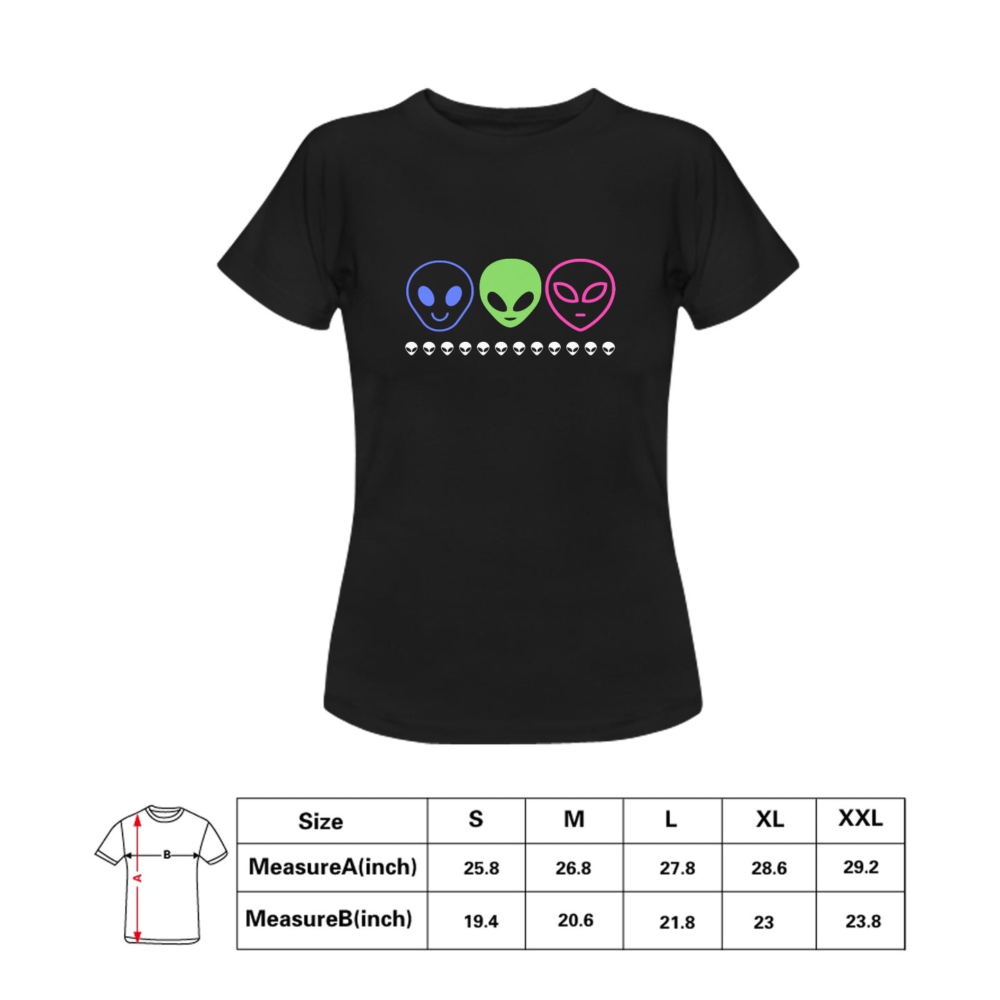 Women's Alien Cartoon Print Cotton T-shirt