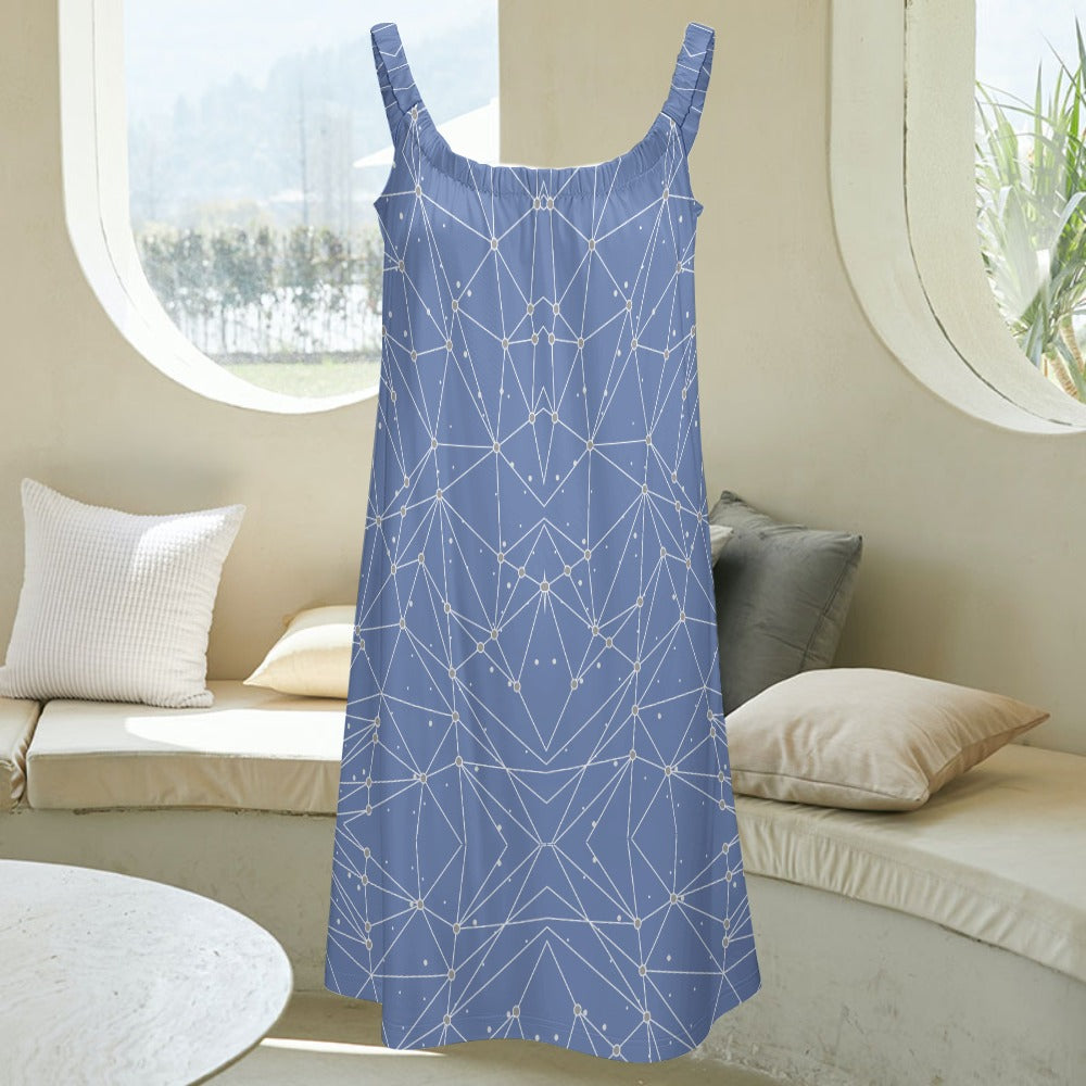 Women's Geometric Print Sleeveless Cami Scoop Neck Loose Dress