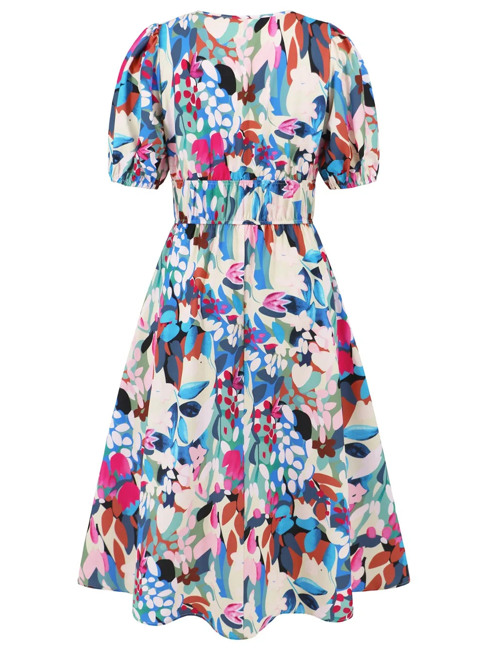 Women's Ruched Floral Print Flare Midi Dress