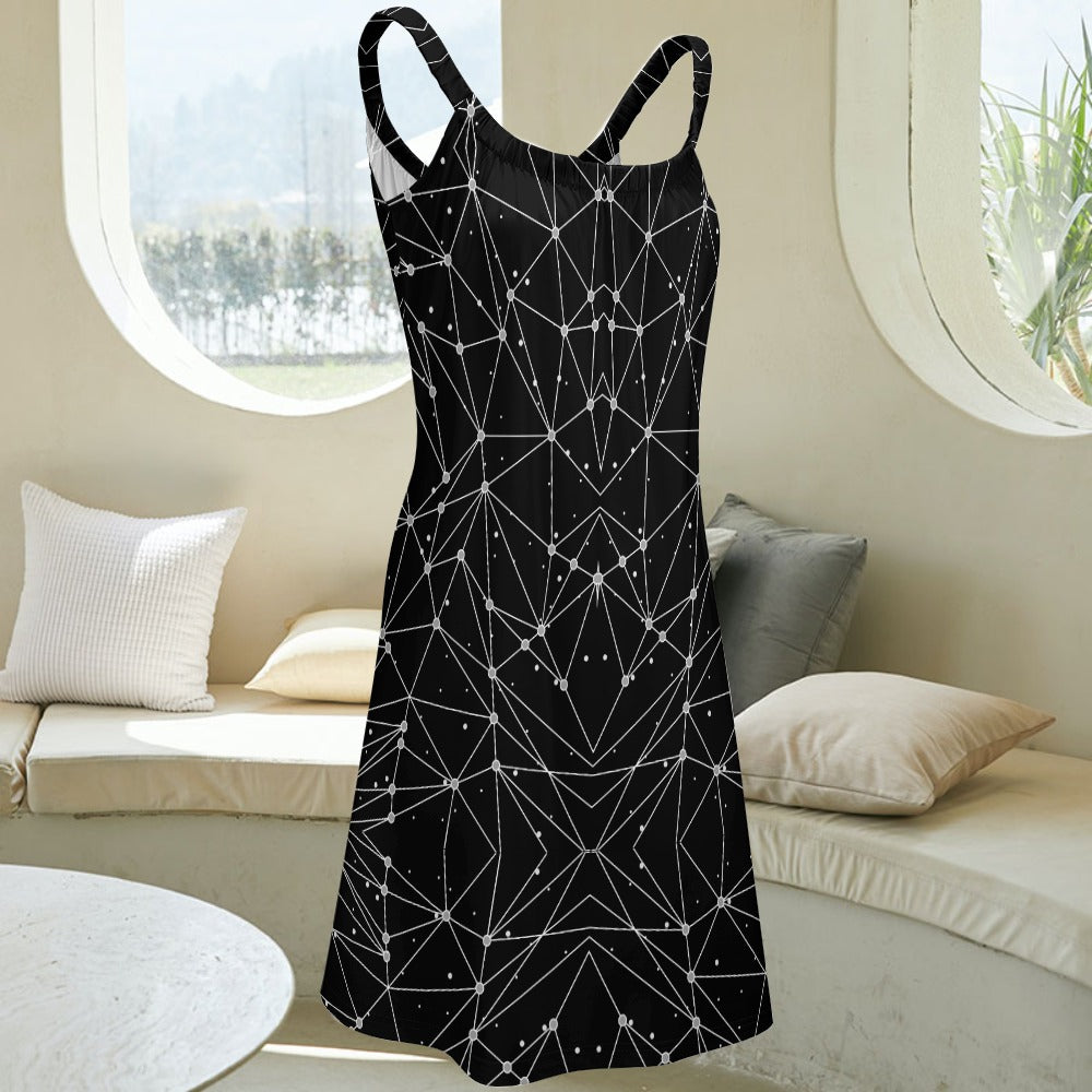 Women's Geometric Print Sleeveless Cami Scoop Neck Loose Dress