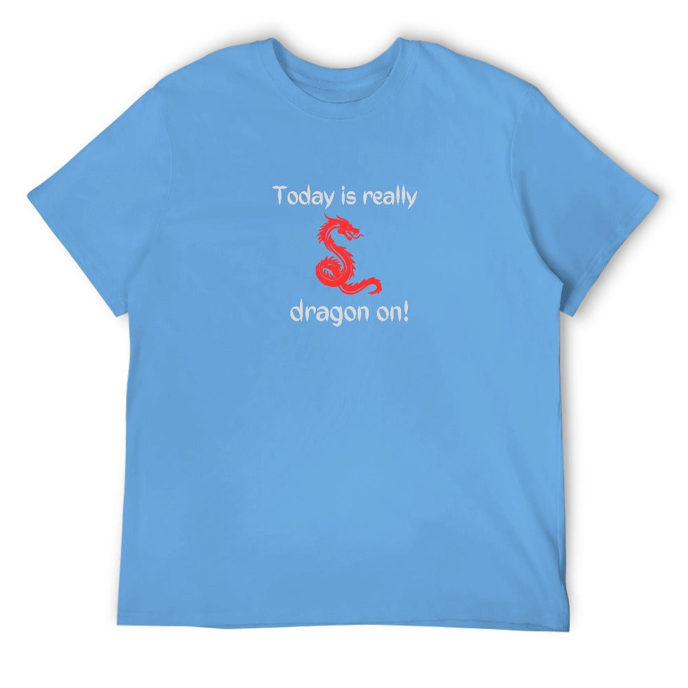 Men's Today Is Really Dragon On Letter Print Cotton T-shirt