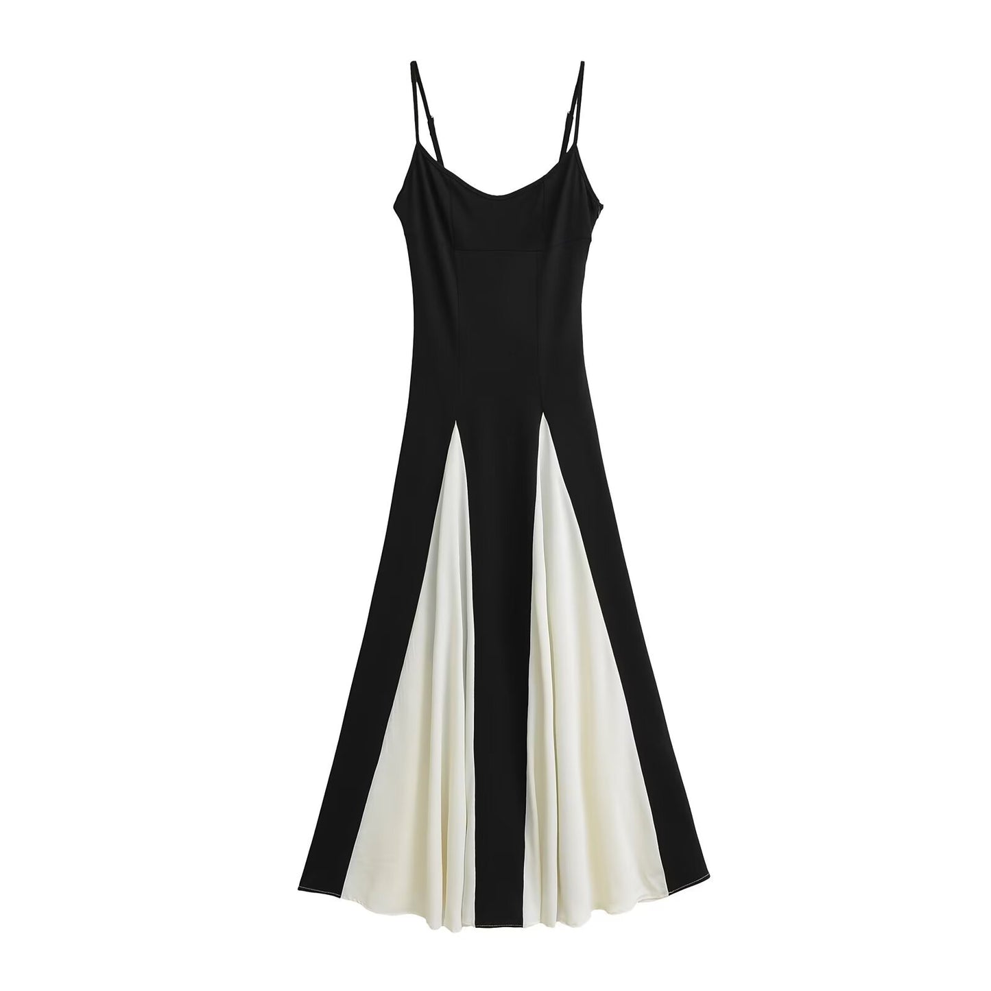 Women's Monochrome Cami Strap Midi Flare Dress