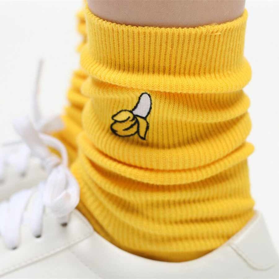 Unisex Knitted Socks Cute Cartoon Fruit Print Avocado Banana Cherry Peach Fun Footwear