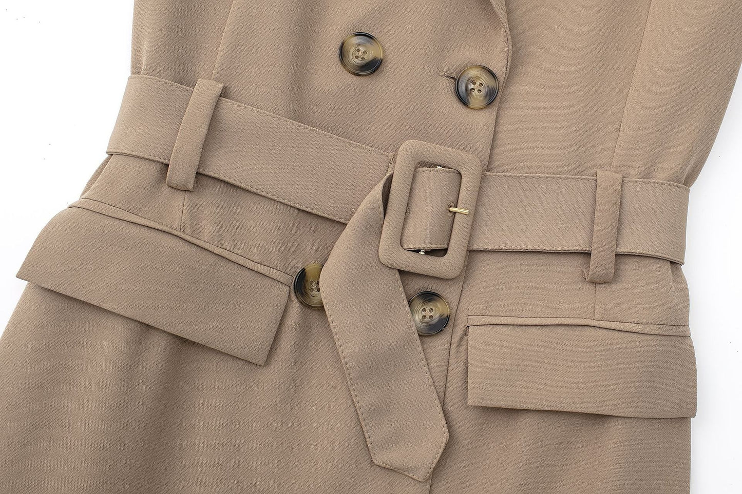 Women's Sleeveless Trench Coat Style Midi Dress