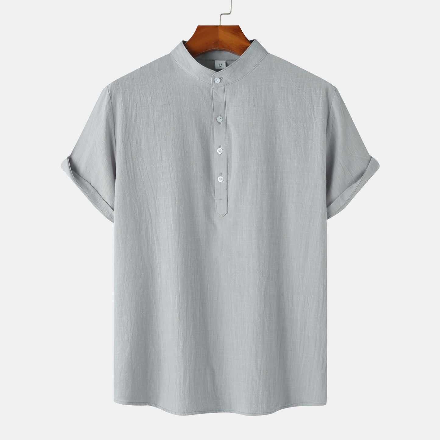 Men's Linen Short Sleeved Half Button Shirt
