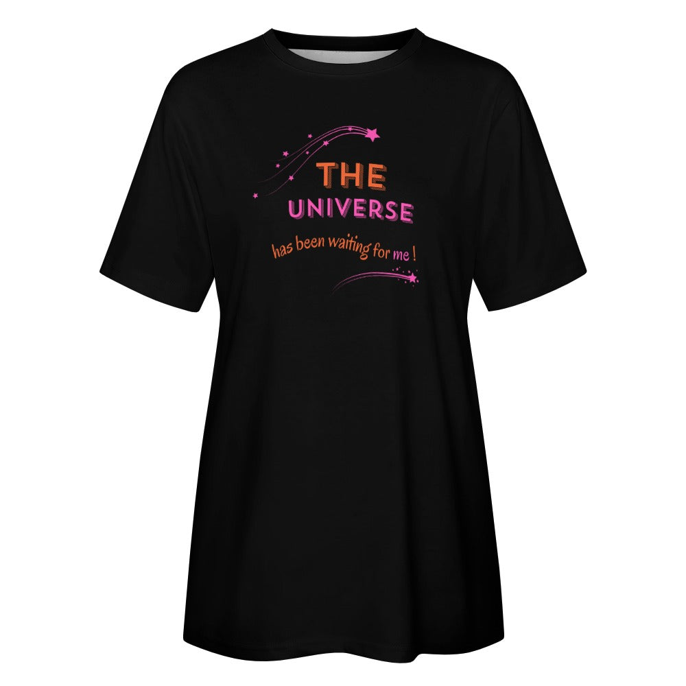 Women's The Universe Has Been Waiting For Me Print Cotton T-shirt