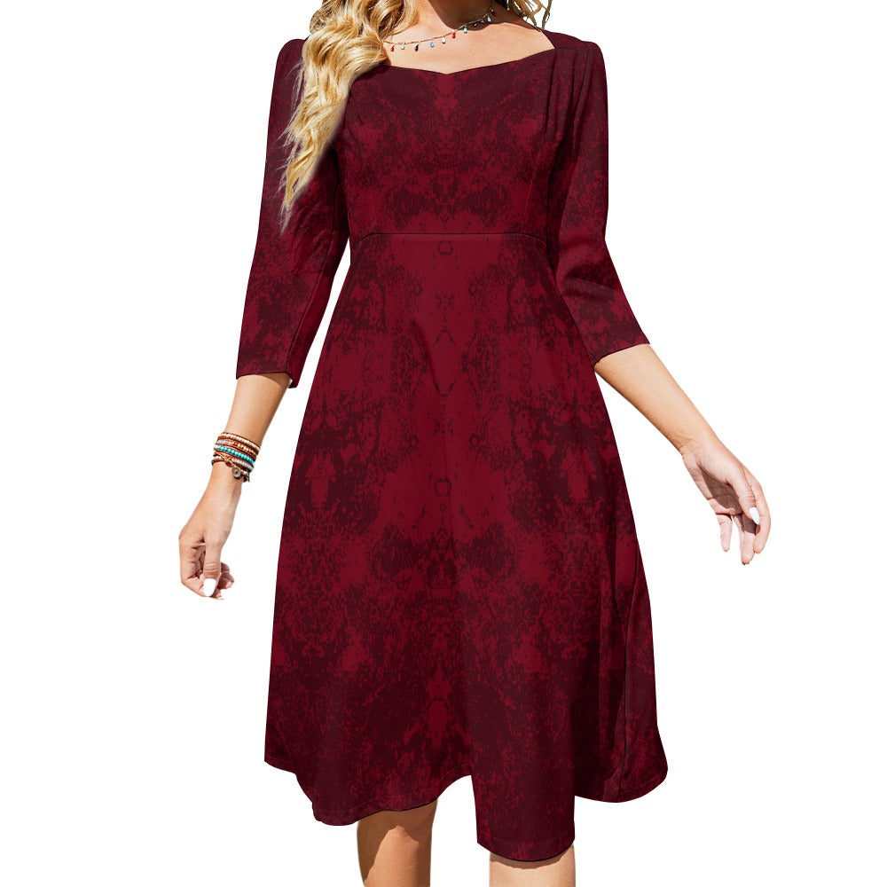 Women's Sweetheart Neck Bow Tie Back Fitted Flare Red Dress