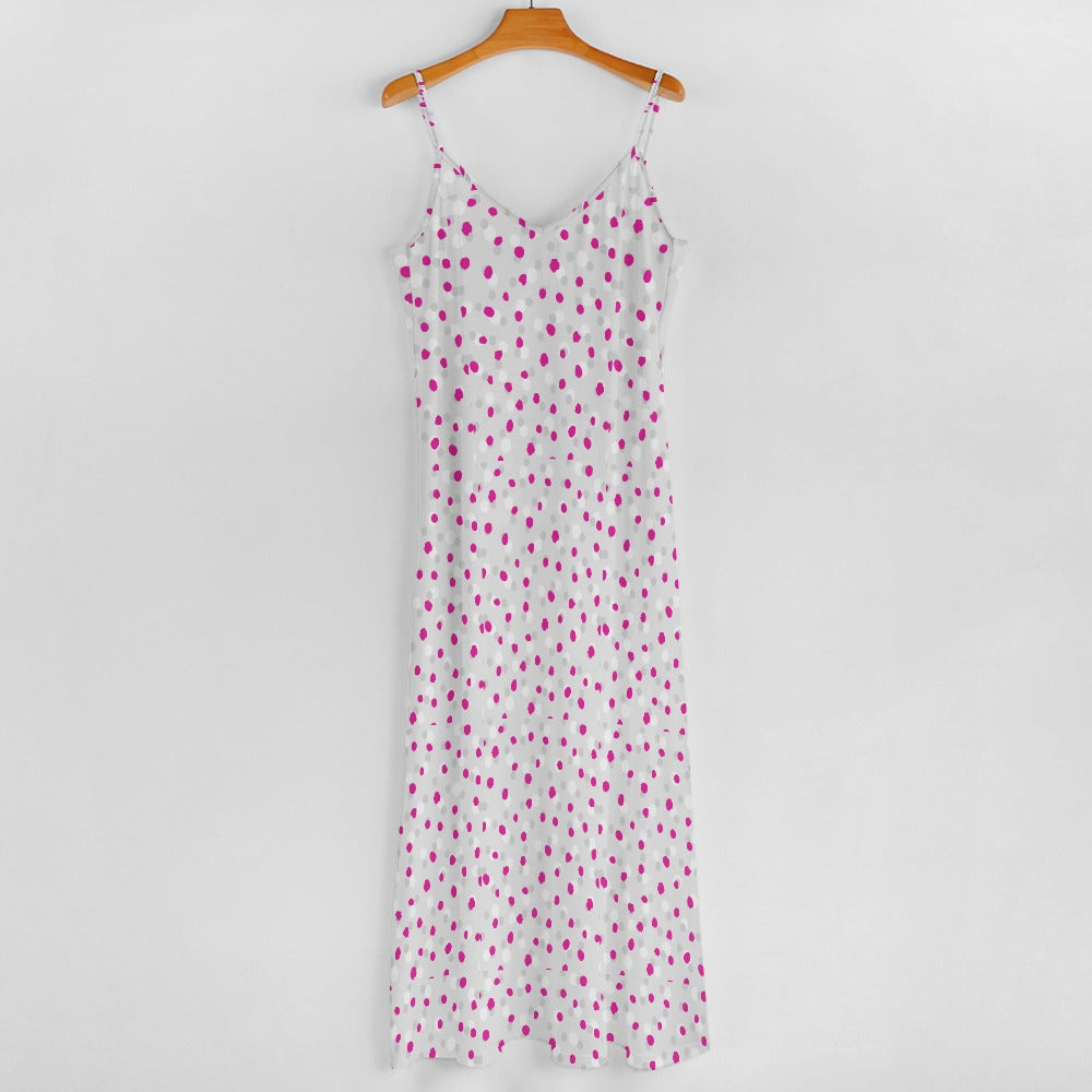 Women's Polka Dot Spotty Print Spaghetti Strap Maxi Dress