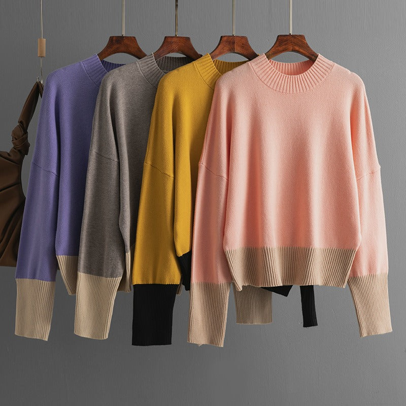Women's Knitted Sweater Round Neck Loose Fit Long Sleeve Jumper