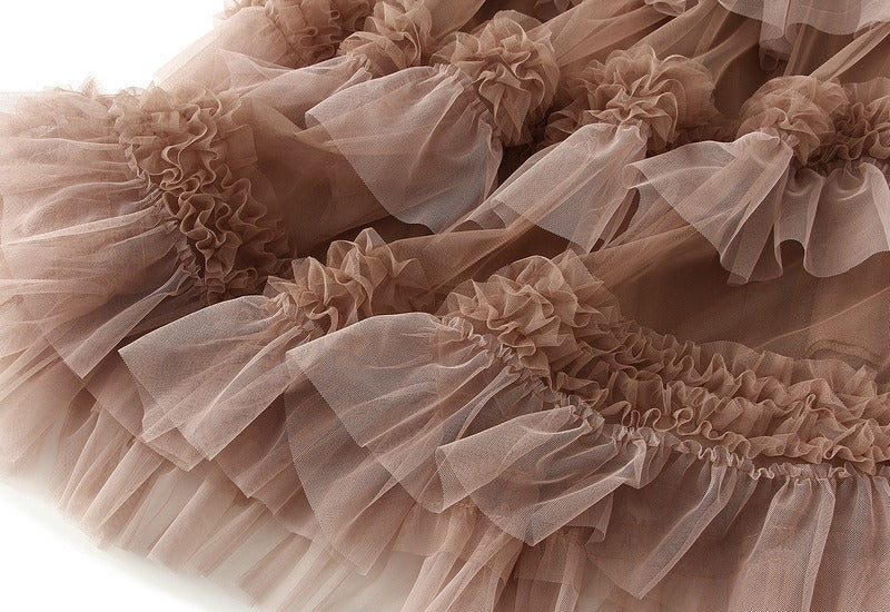 Women's Bohemian Mesh Gauze Swing Layered Skirt