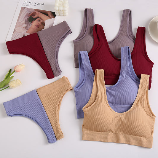 Women's Seamless Underwear Bra Top and Pants Set
