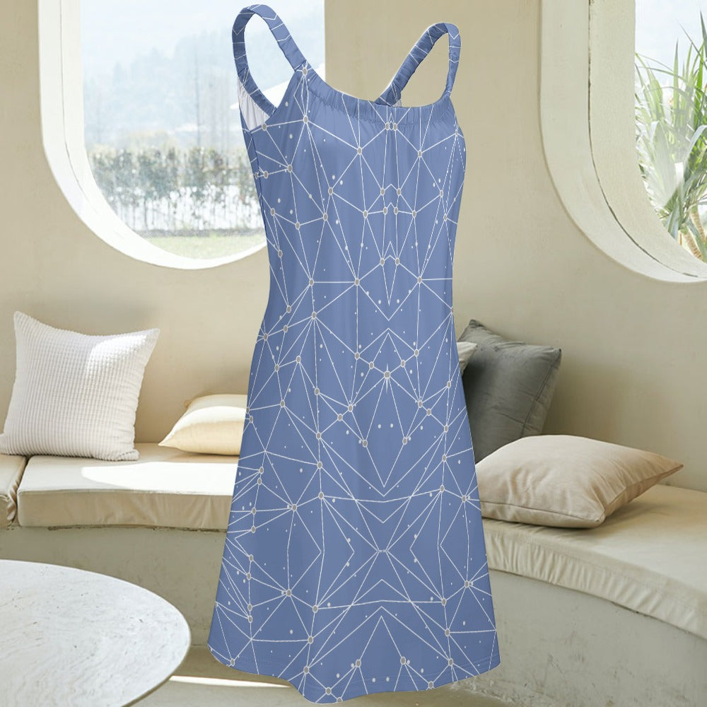 Women's Geometric Print Sleeveless Cami Scoop Neck Loose Dress