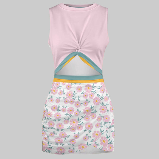 Women's Floral Print Ditsy Cut Out Body Con Short Dress