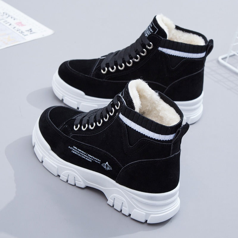 Women's Ankle Snow Boots Thick Sole Cotton Fleece Lined Lace Up Footwear