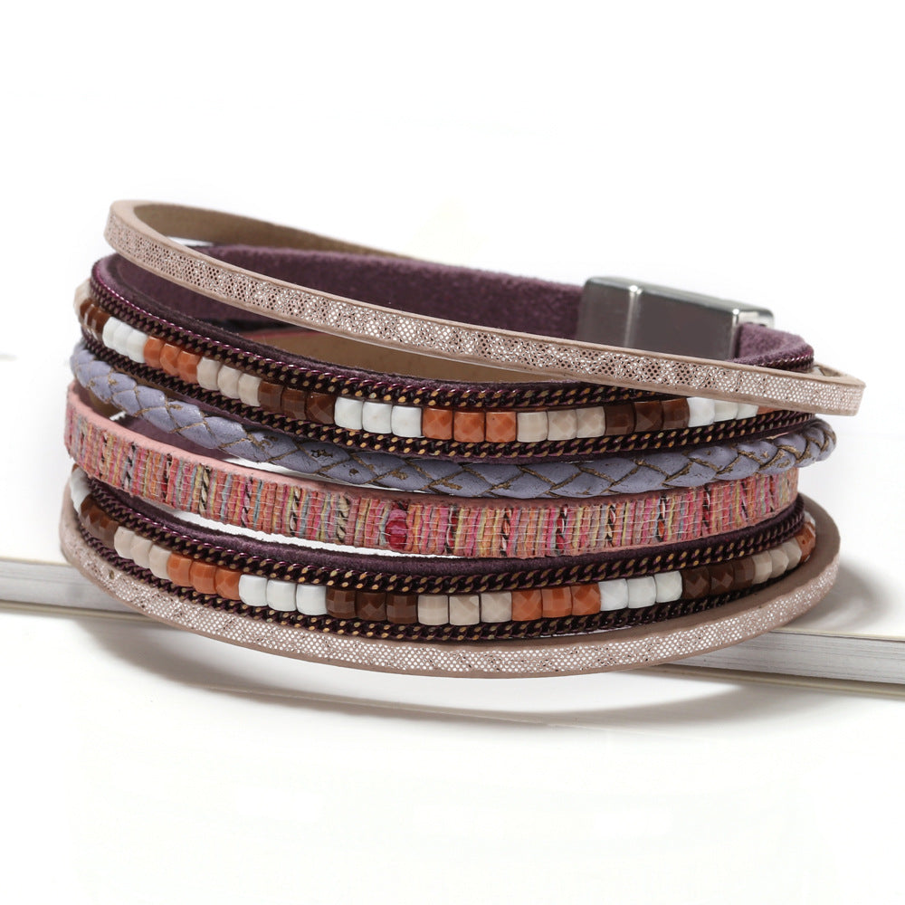 Bohemian Style Bracelet Bangle Braided Faux Leather Rope