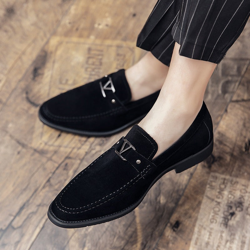 Men's Faux Suede Loafers Pointed Toe Slip On Shoes