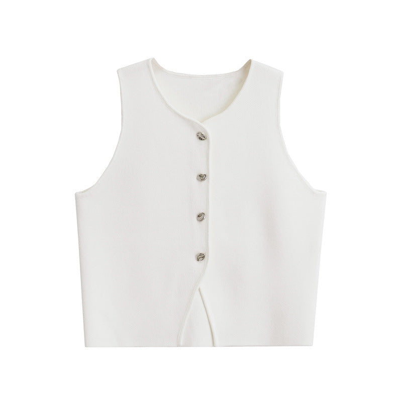 Women's Button Front Knit Vest Waistcoat