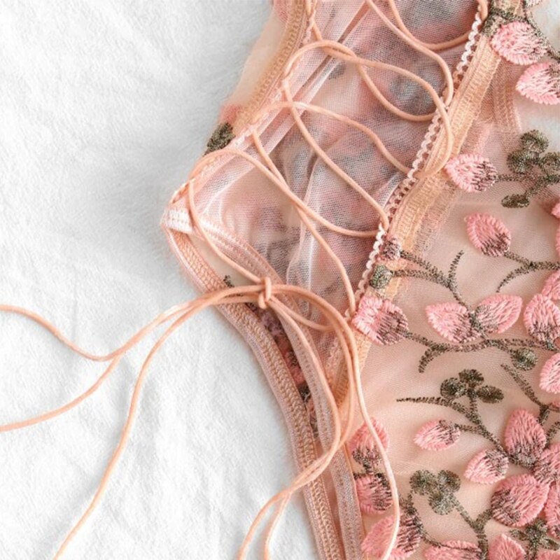 Women's Sexy Embroidered Lace Corset Bodysuit