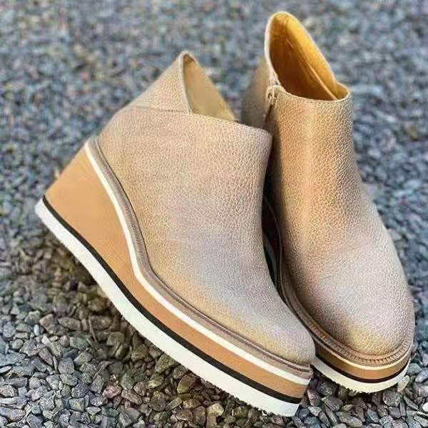Women's Faux Leather Platform Wedge Ankle Boots