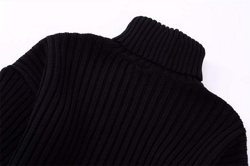 Women's Solid Colour Chunky Knitted Sweater High Neck Long Sleeve Casual Fashion Jumpers