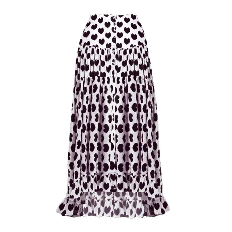Women's Love Heart Print Swimsuit With Matching Skirt